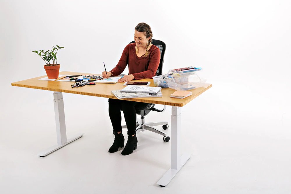 updown desk with bamboo desktop
